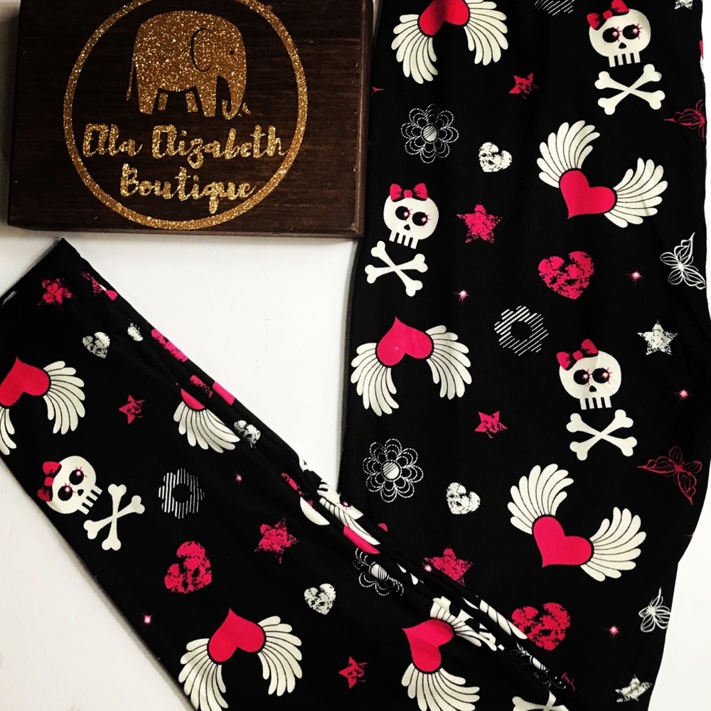 Halloween Skull Girly Cute Soft Leggings OS TC